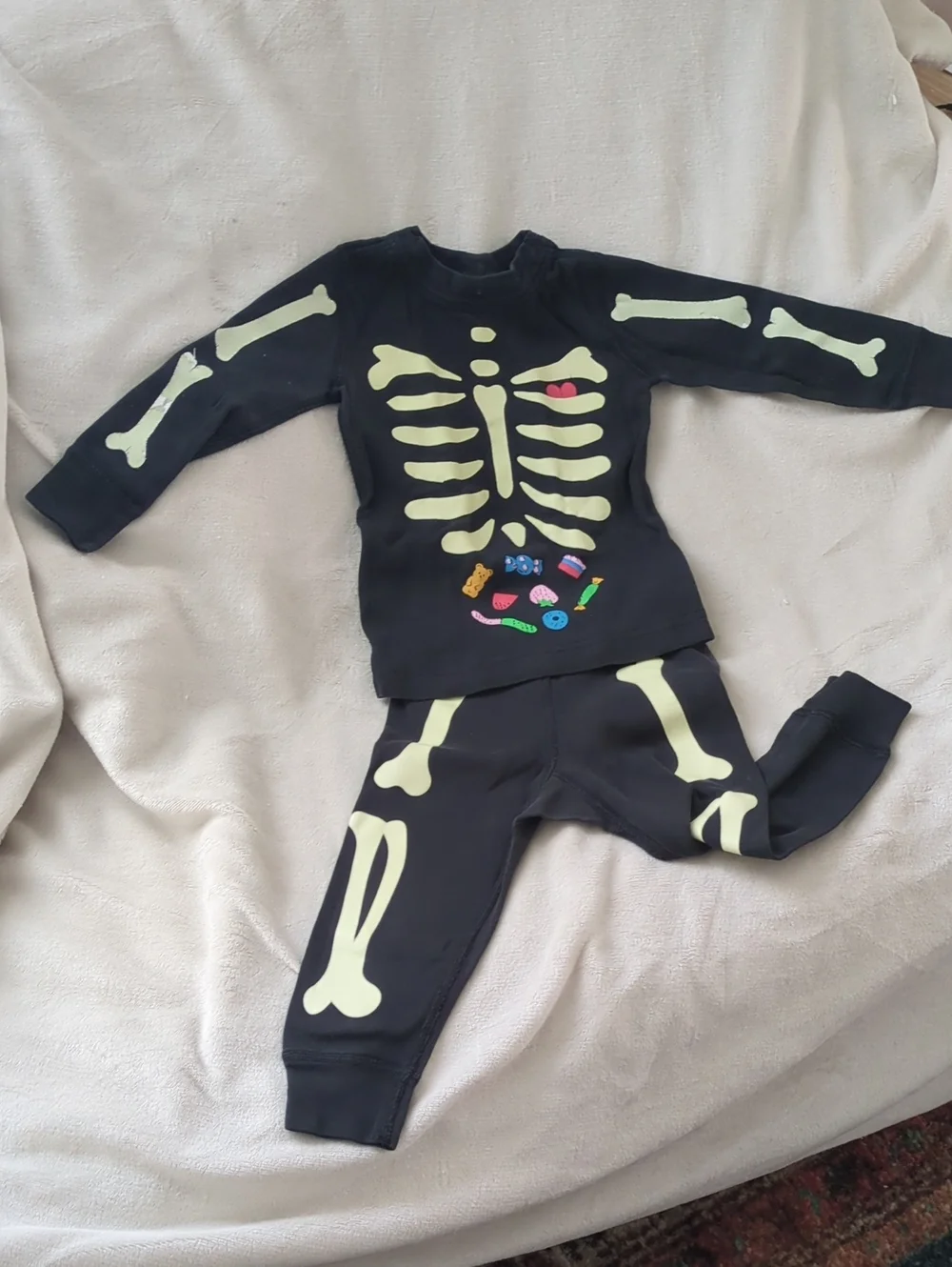 Hanna Andersson Skeleton Pajama Set Black & Yellow Boys 2T